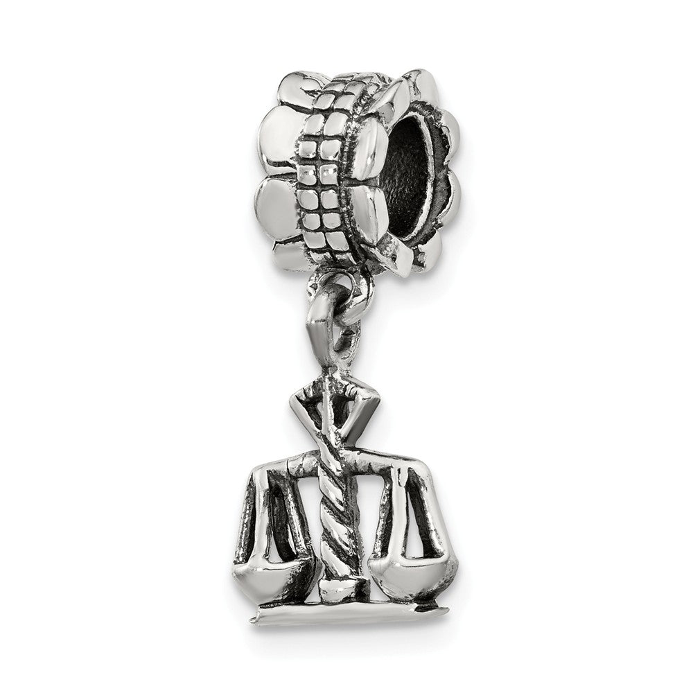 Sterling Silver Scales of Justice Dangle Bead Charm, Item B9826 by The Black Bow Jewelry Co.