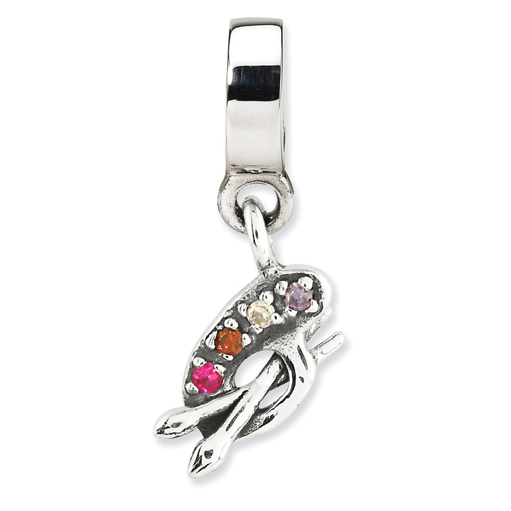 Sterling Silver Artists Palette Dangle Bead Charm, Item B9835 by The Black Bow Jewelry Co.
