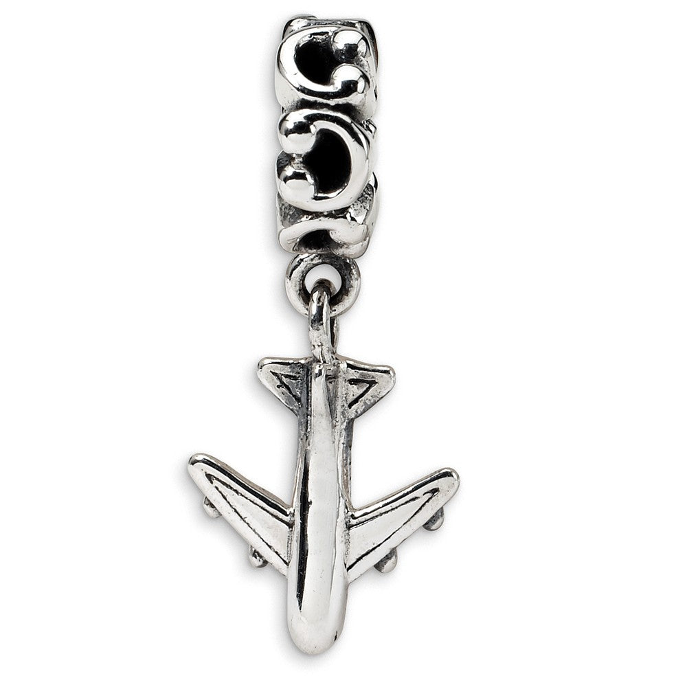 Sterling Silver Jetliner Dangle Bead Charm, Item B9837 by The Black Bow Jewelry Co.