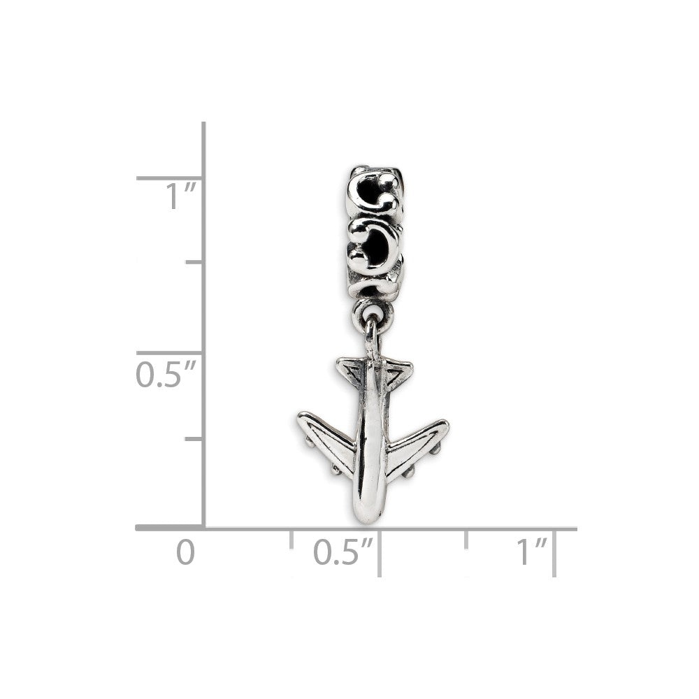 Alternate view of the Sterling Silver Jetliner Dangle Bead Charm by The Black Bow Jewelry Co.