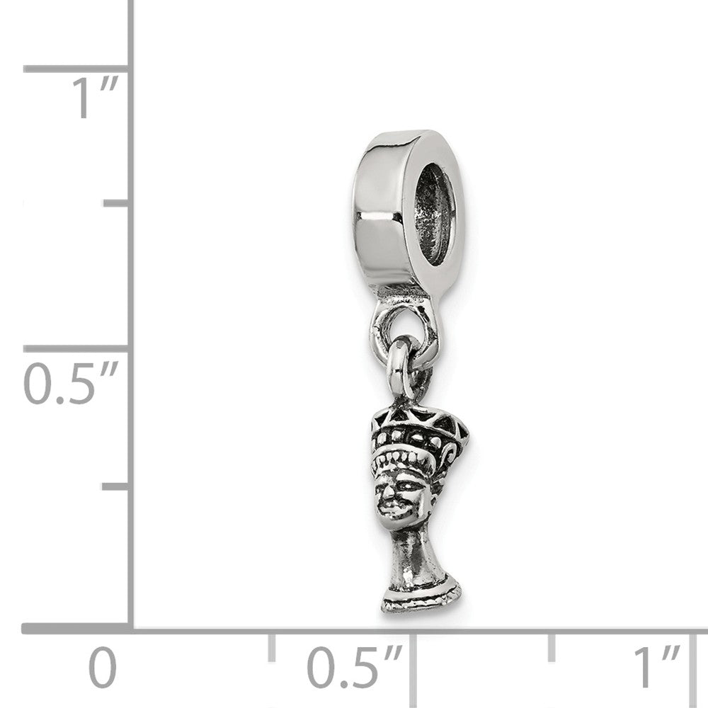 Alternate view of the Sterling Silver Nefertiti Dangle Bead Charm by The Black Bow Jewelry Co.