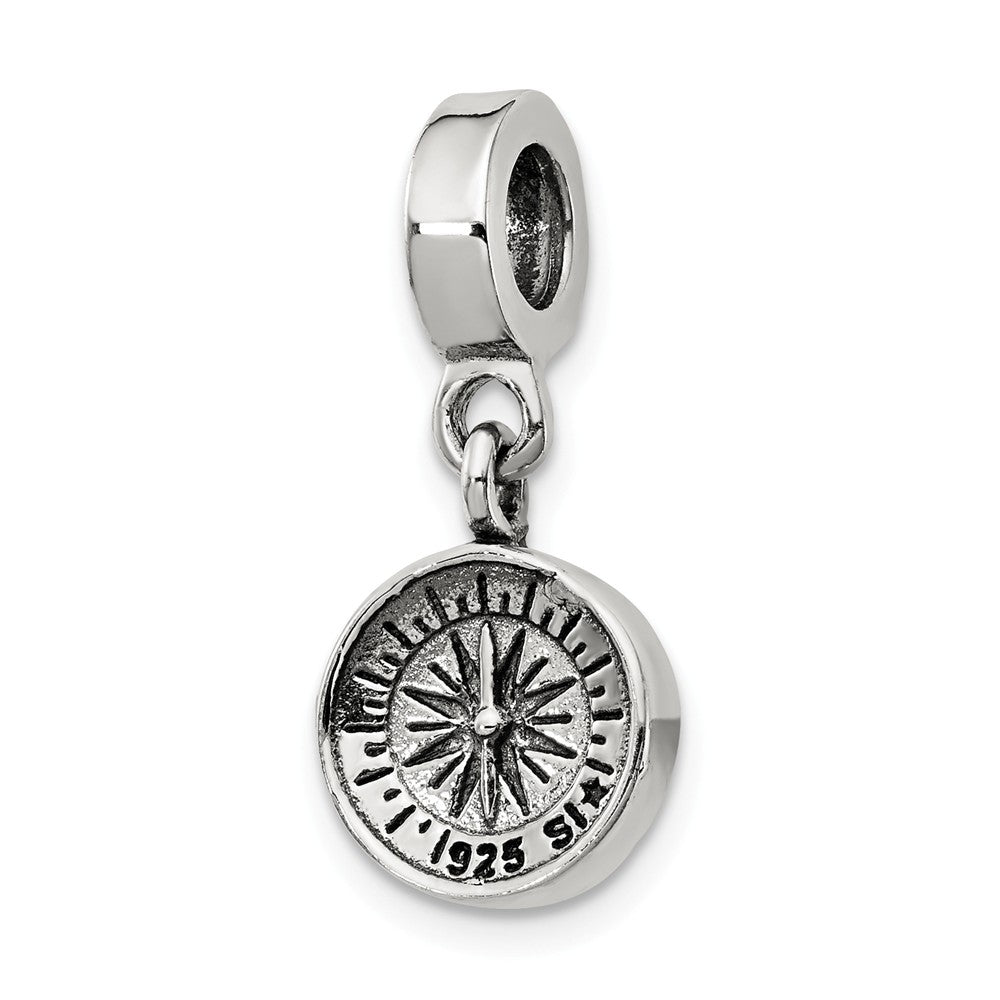 Sterling Silver Compass Dangle Bead Charm, Item B9839 by The Black Bow Jewelry Co.