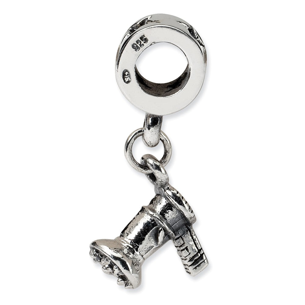 Alternate view of the Sterling Silver Hair Dryer Dangle Bead Charm by The Black Bow Jewelry Co.