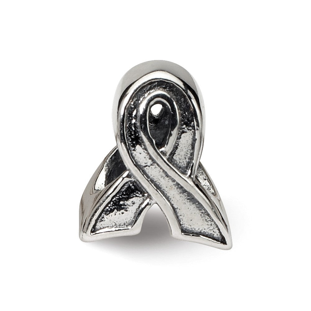 Alternate view of the Sterling Silver Awareness Ribbon Bead Charm by The Black Bow Jewelry Co.