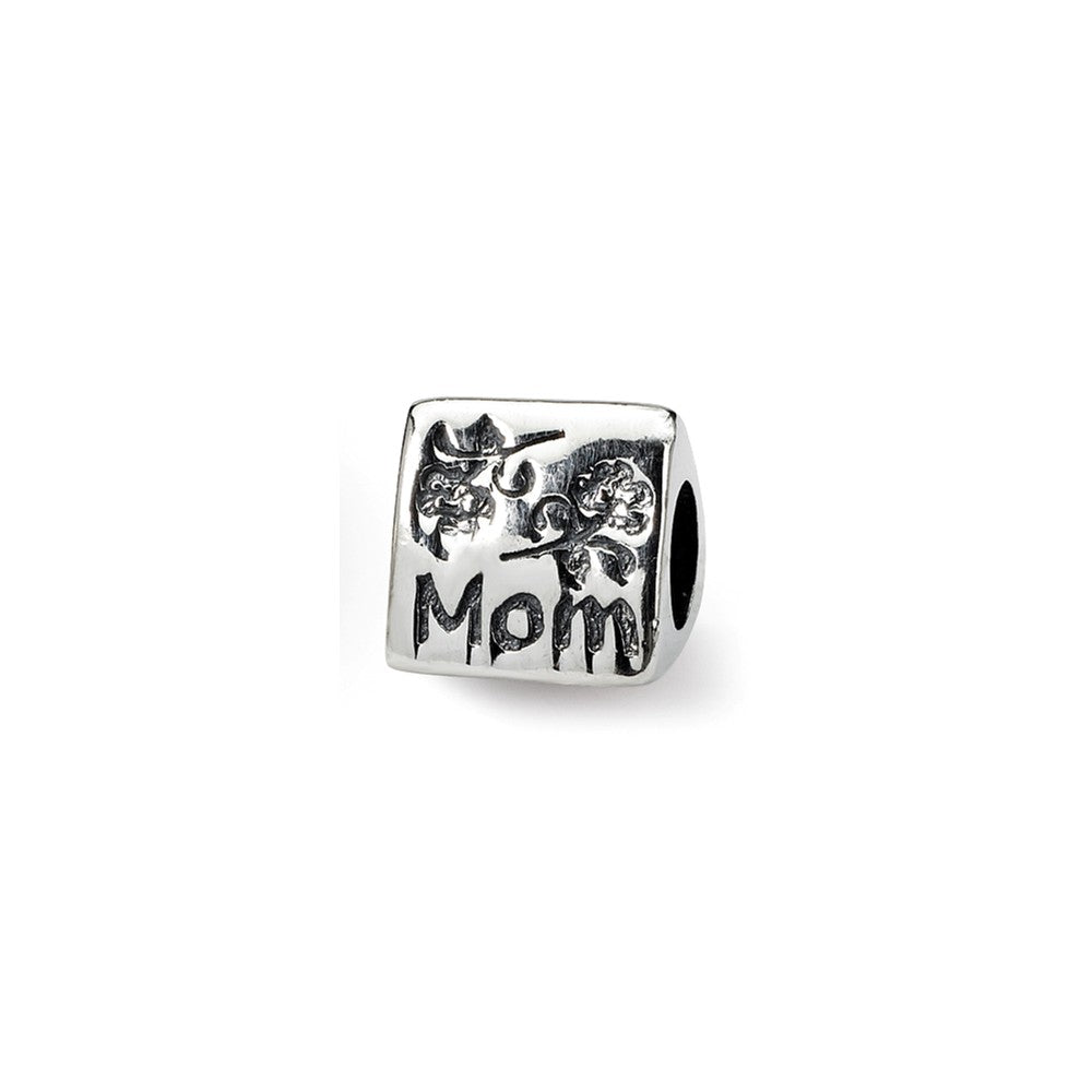 Alternate view of the I Love You Mom, 3-Sided Sterling Silver Bead Charm by The Black Bow Jewelry Co.