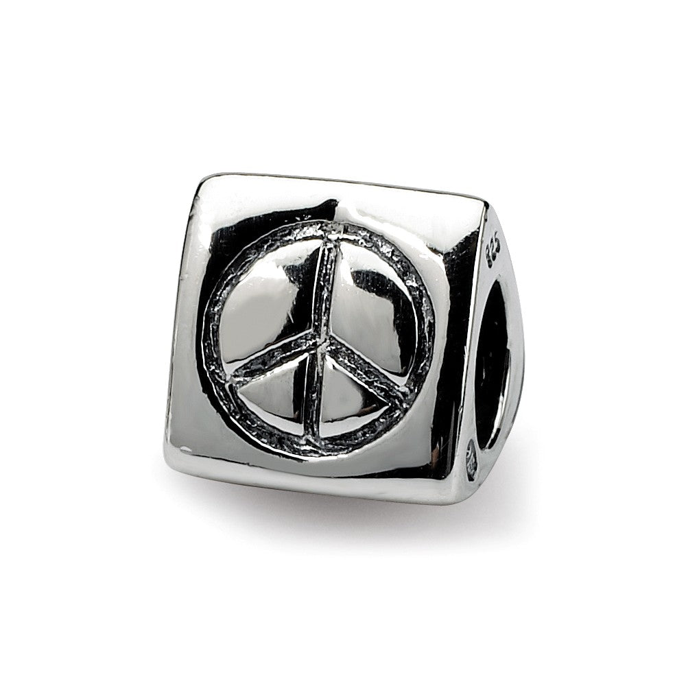 Sterling Silver Peace, Happiness and Love 3-Sided Bead Charm, Item B9848 by The Black Bow Jewelry Co.