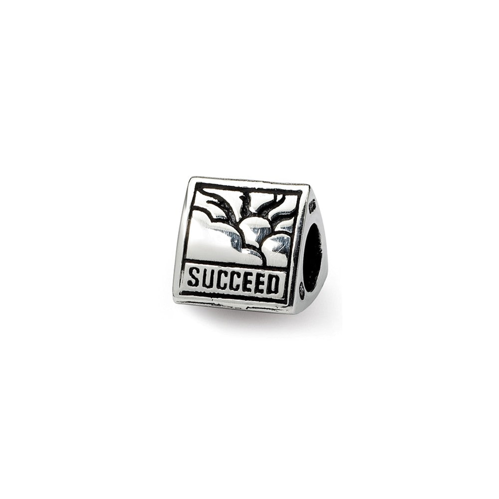 Alternate view of the Sterling Silver Dream, Believe and Succeed 3-Sided Bead Charm by The Black Bow Jewelry Co.