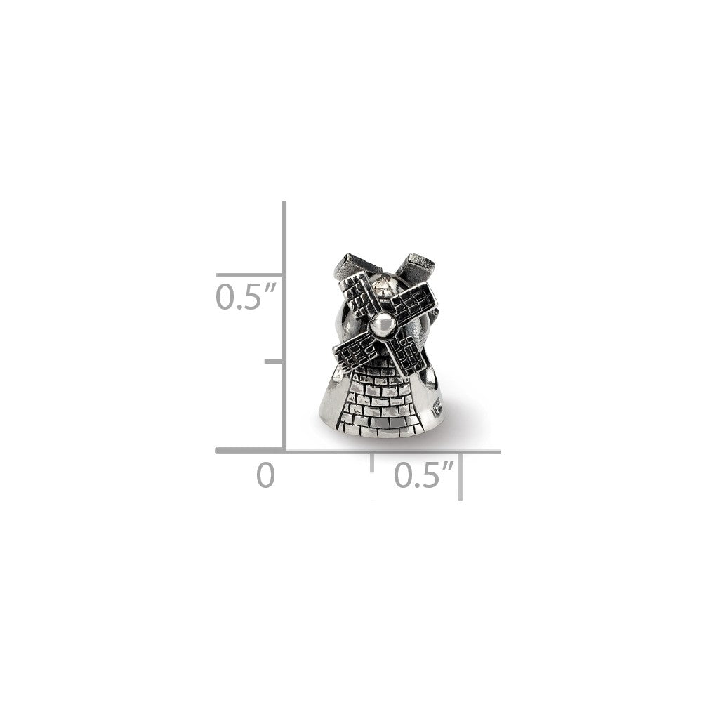 Alternate view of the Sterling Silver Windmill Bead Charm by The Black Bow Jewelry Co.