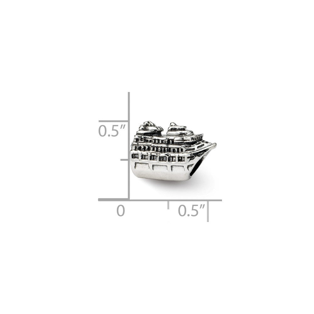 Alternate view of the Sterling Silver Cruise Ship Bead Charm by The Black Bow Jewelry Co.