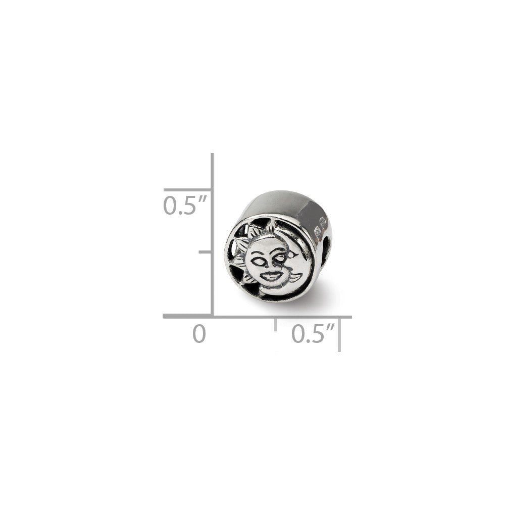 Alternate view of the Sterling Silver Sun and Moon Bead Charm by The Black Bow Jewelry Co.