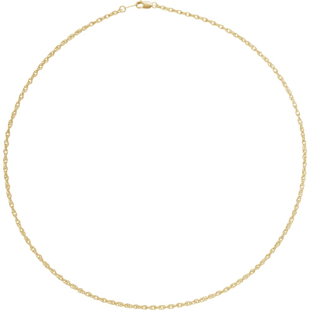 Alternate view of the 18k Yellow Gold 2mm Solid Loose Rope Chain Necklace by The Black Bow Jewelry Co.