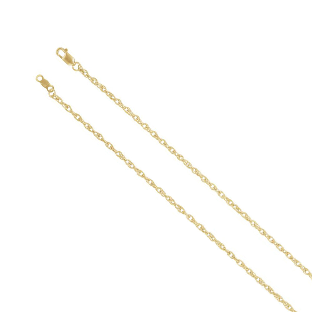 18k Yellow Gold 2mm Solid Loose Rope Chain Necklace