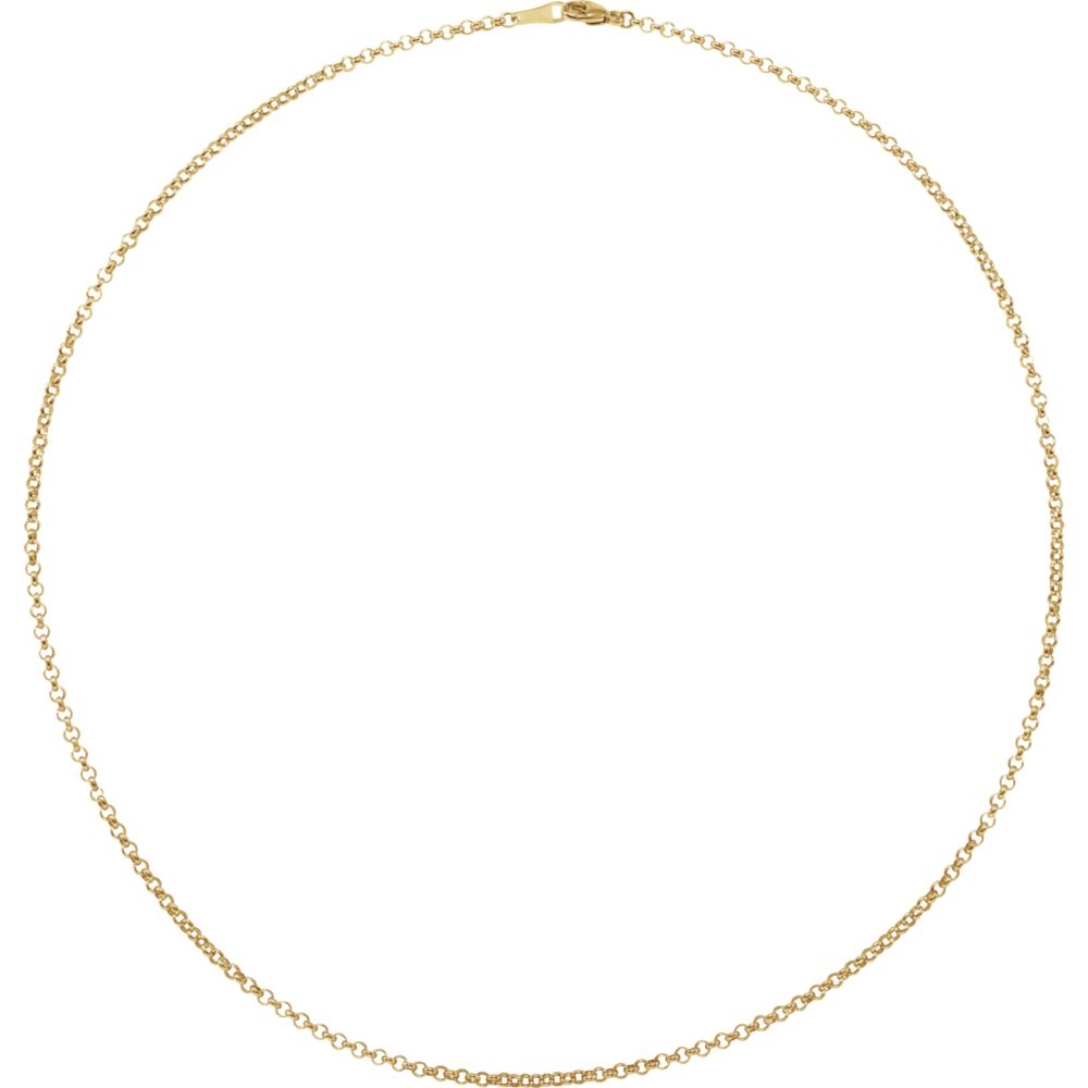 Alternate view of the 18k Yellow Gold 2.4mm Hollow Rolo Chain Necklace by The Black Bow Jewelry Co.