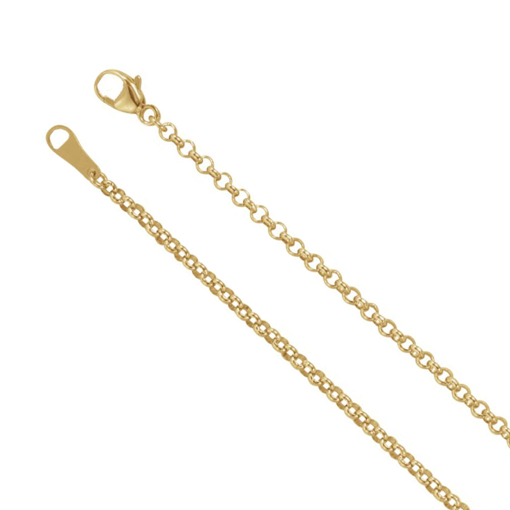 18k Yellow Gold 2.4mm Hollow Rolo Chain Necklace