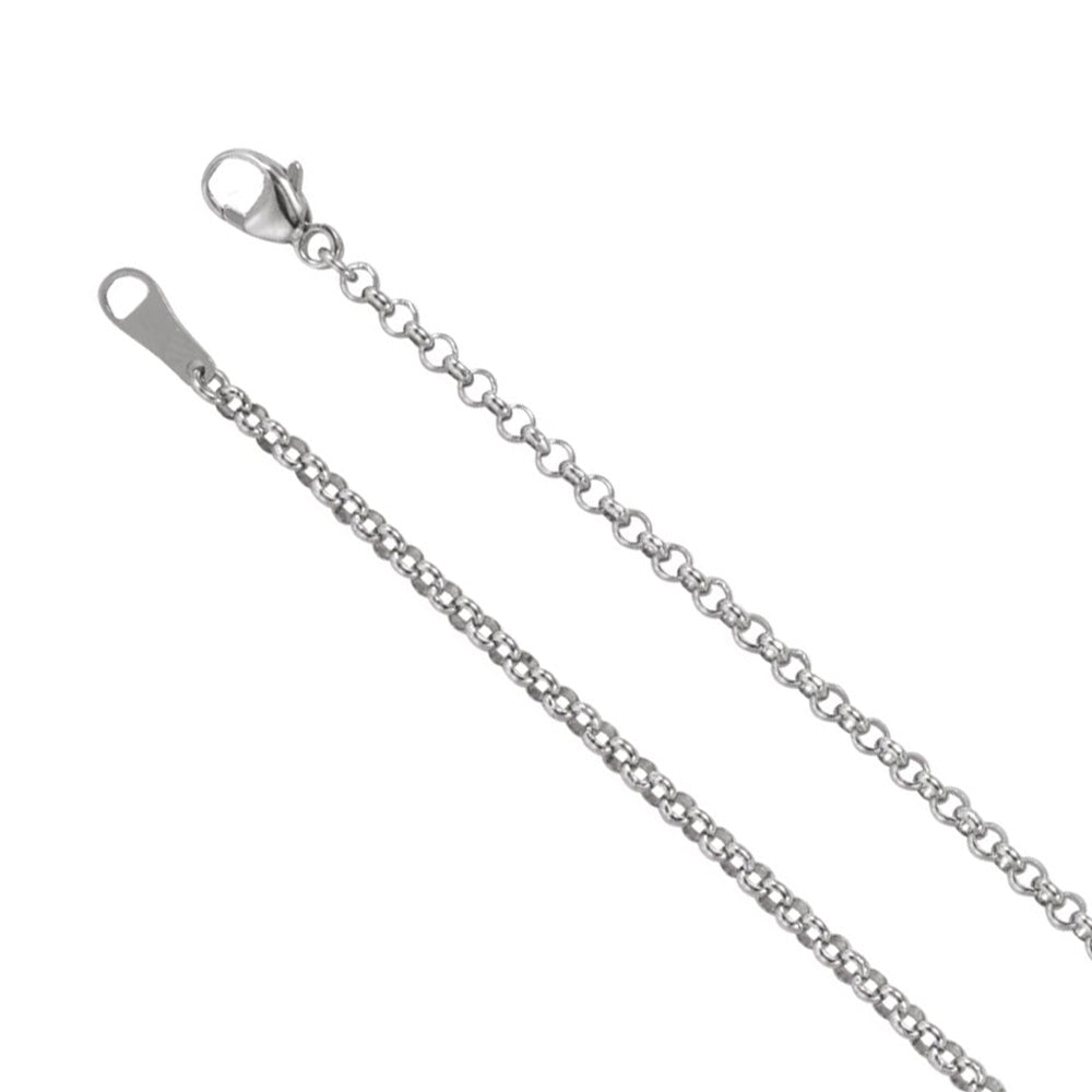 18k White Gold 2.4mm Hollow Rolo Chain Necklace