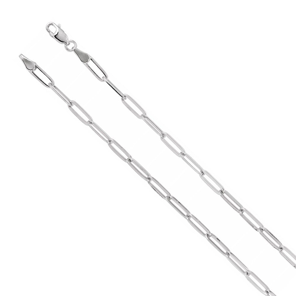 14k White Gold 3.75mm Elongated Flat Cable Chain Necklace, Item C10013 by The Black Bow Jewelry Co.