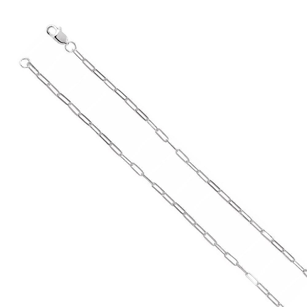 14k White Gold 2mm Elongated Flat Cable Chain Necklace, Item C10015 by The Black Bow Jewelry Co.