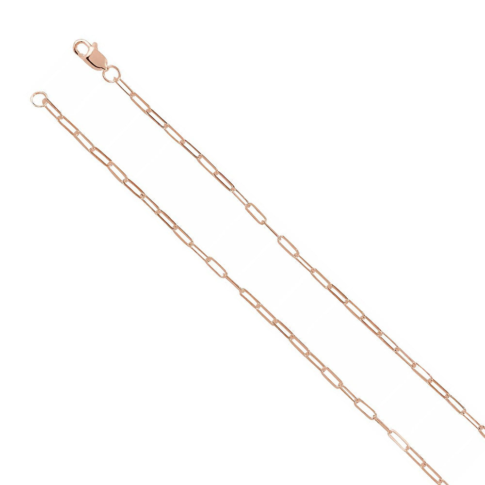 14k Rose Gold 2mm Elongated Flat Cable Chain Necklace, Item C10016 by The Black Bow Jewelry Co.