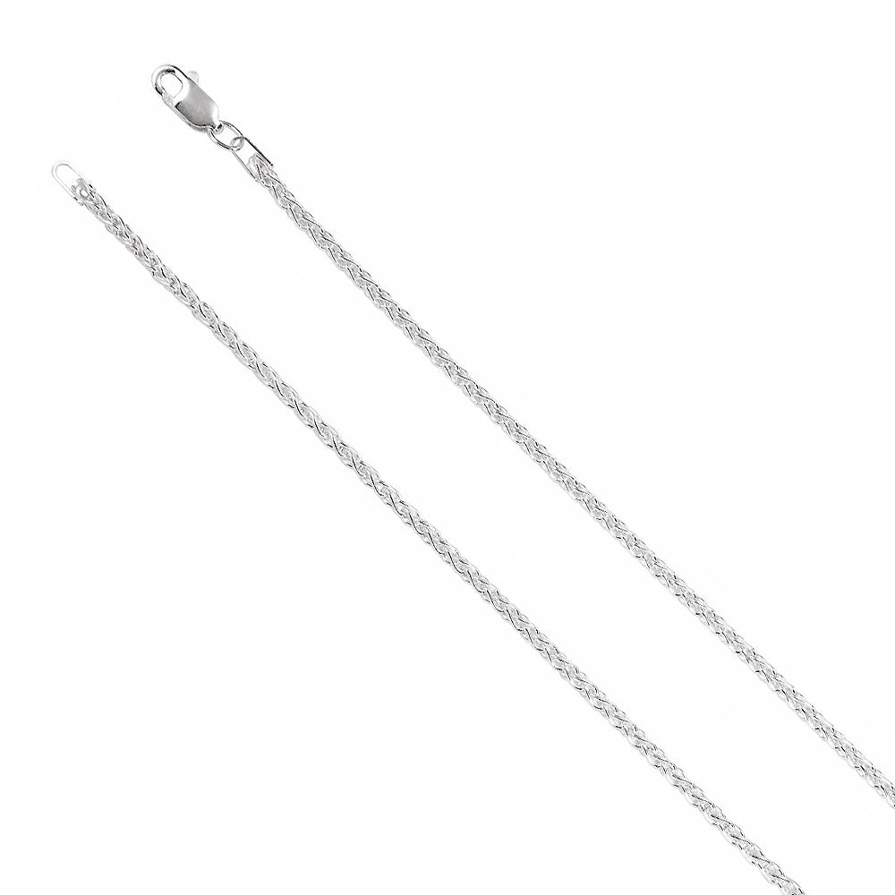 Sterling Silver 2.25mm Solid Wheat Chain Necklace, Item C10017 by The Black Bow Jewelry Co.