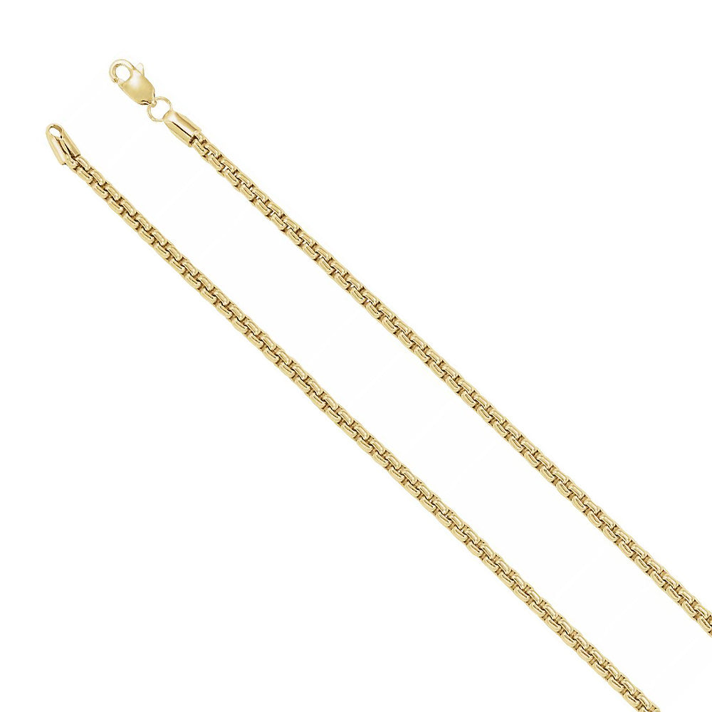 14K Yellow Gold 2.6mm Round Solid Box Chain Necklace, Item C10018 by The Black Bow Jewelry Co.