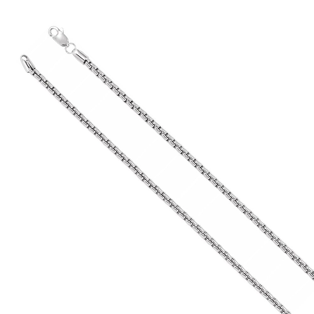 14K White Gold 2.6mm Round Solid Box Chain Necklace, Item C10019 by The Black Bow Jewelry Co.
