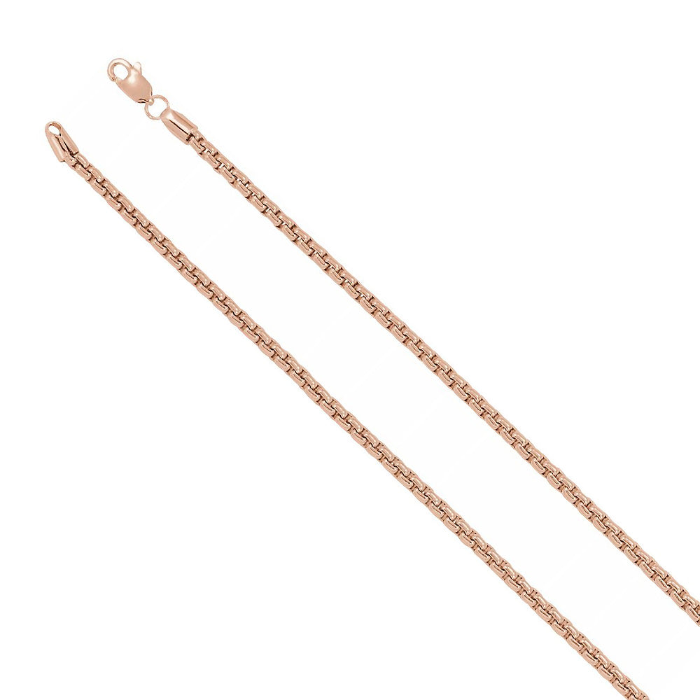 14K Rose Gold 2.6mm Round Solid Box Chain Necklace, Item C10020 by The Black Bow Jewelry Co.