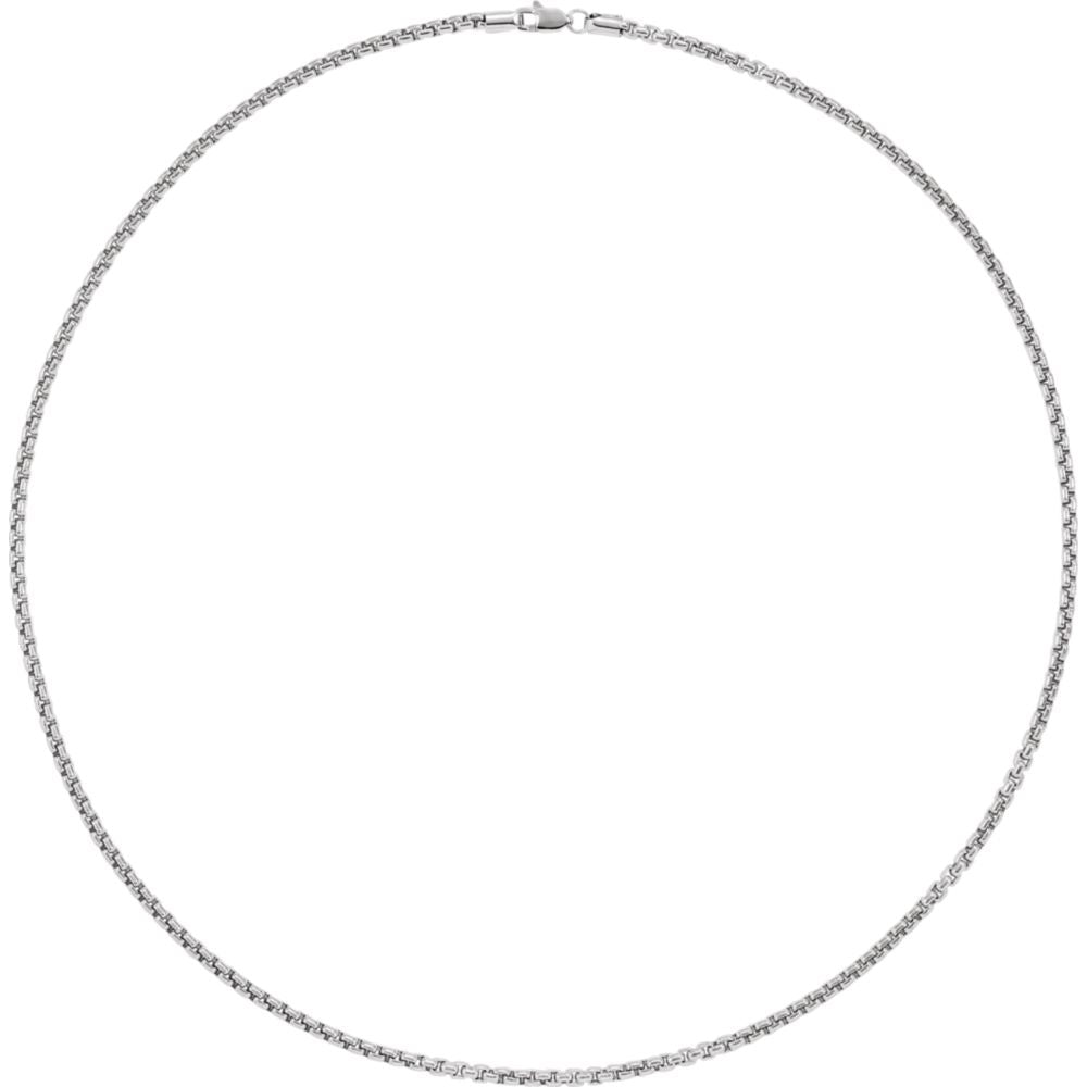 Alternate view of the Sterling Silver 2.6mm Round Solid Box Chain Necklace by The Black Bow Jewelry Co.