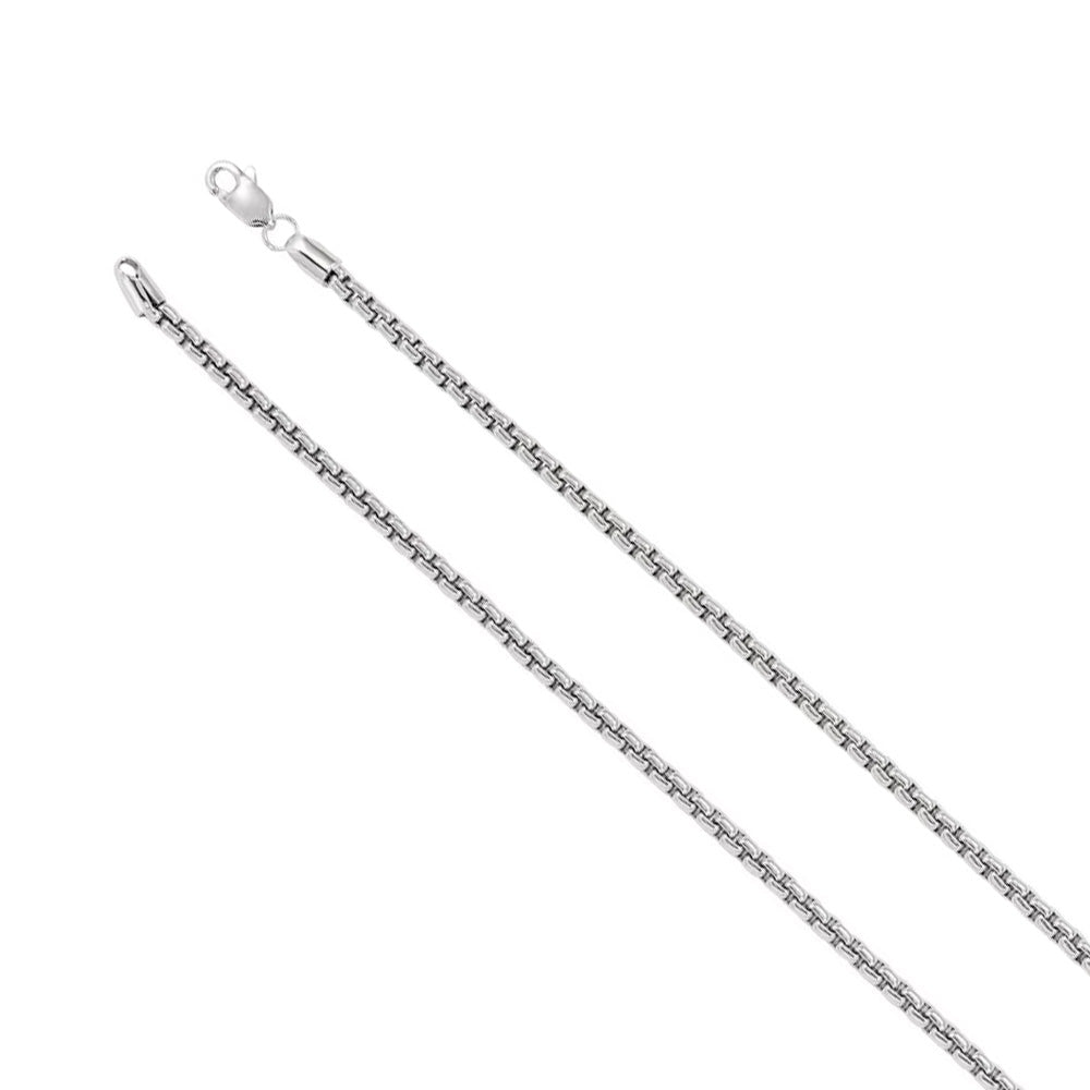 Sterling Silver 2.6mm Round Solid Box Chain Necklace