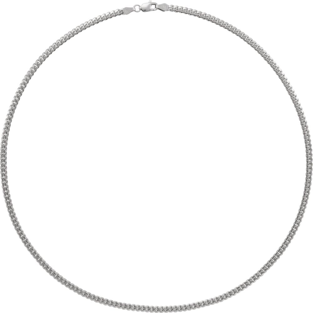 Alternate view of the 14k White Gold 3.25mm Solid Miami Cuban (Curb) Chain Necklace by The Black Bow Jewelry Co.