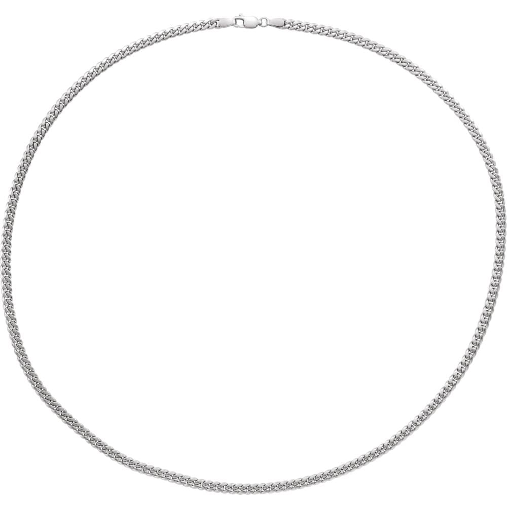 Alternate view of the Rhodium Plated Sterling Silver 3.7mm Miami Cuban (Curb) Chain Necklace by The Black Bow Jewelry Co.