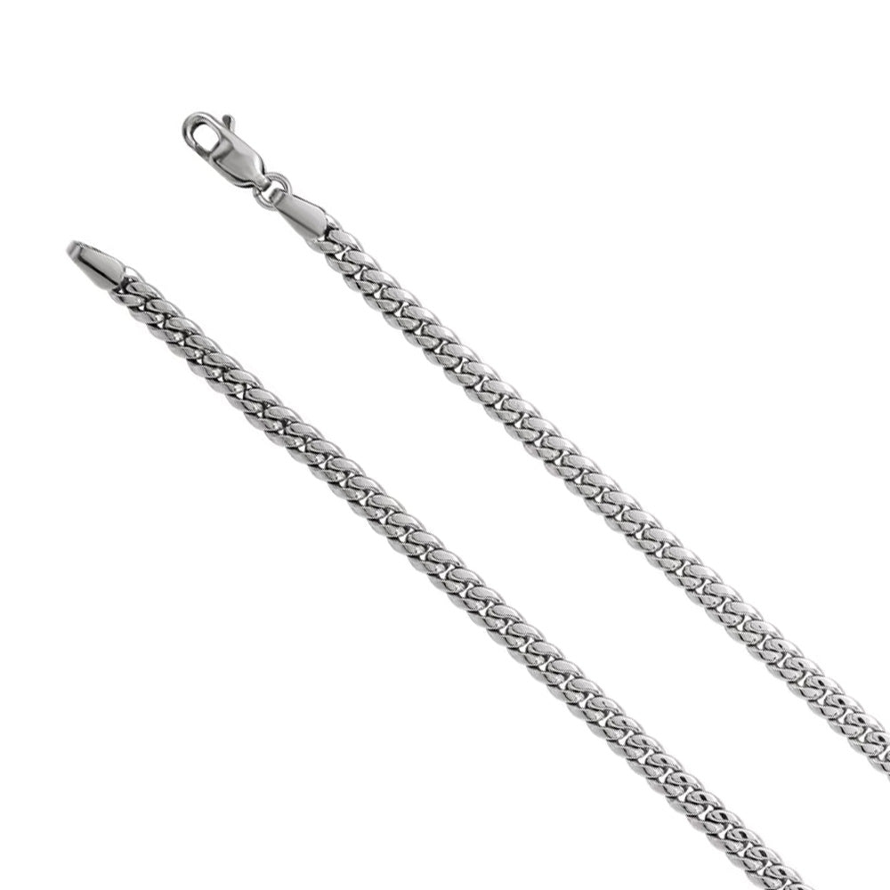 Rhodium Plated Sterling Silver 3.7mm Miami Cuban (Curb) Chain Necklace