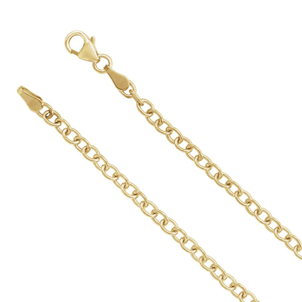 14k Yellow Gold 3.25mm Solid Oval Cable Chain Necklace
