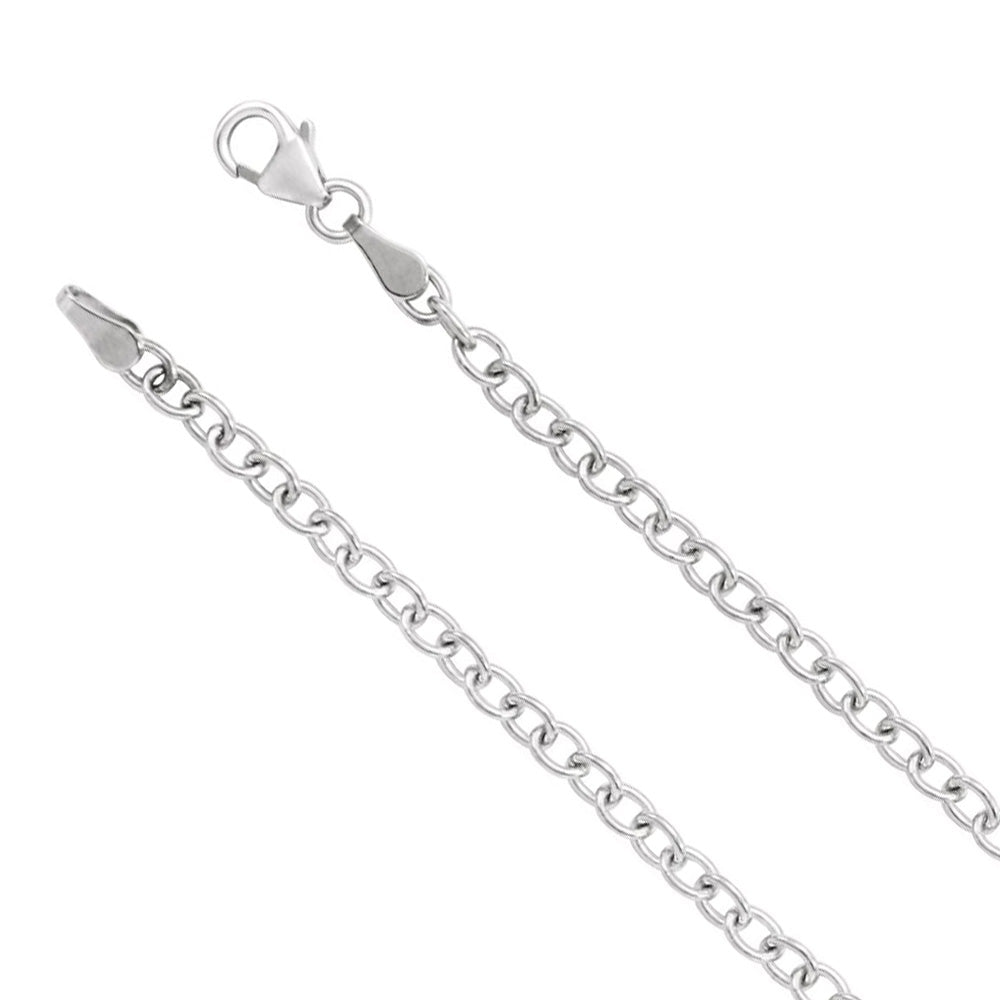 14k White Gold 3.25mm Solid Oval Cable Chain Necklace, Item C10030 by The Black Bow Jewelry Co.