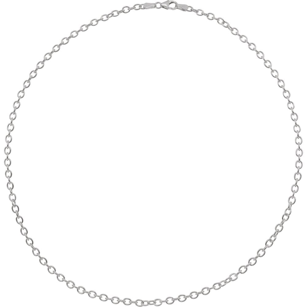Alternate view of the 14k White Gold 3.25mm Solid Oval Cable Chain Necklace by The Black Bow Jewelry Co.