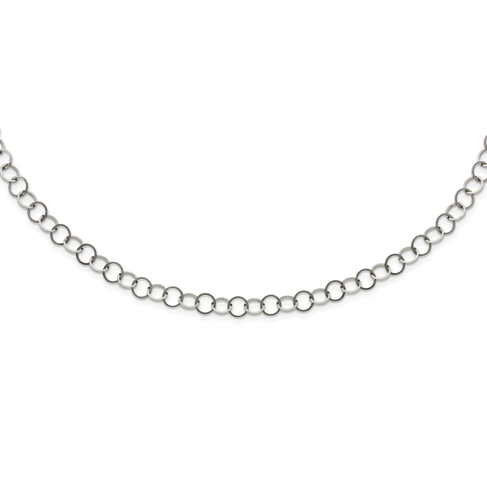 Stainless Steel 6mm Polished Circle Cable Link Chain Necklace, Item C10038 by The Black Bow Jewelry Co.