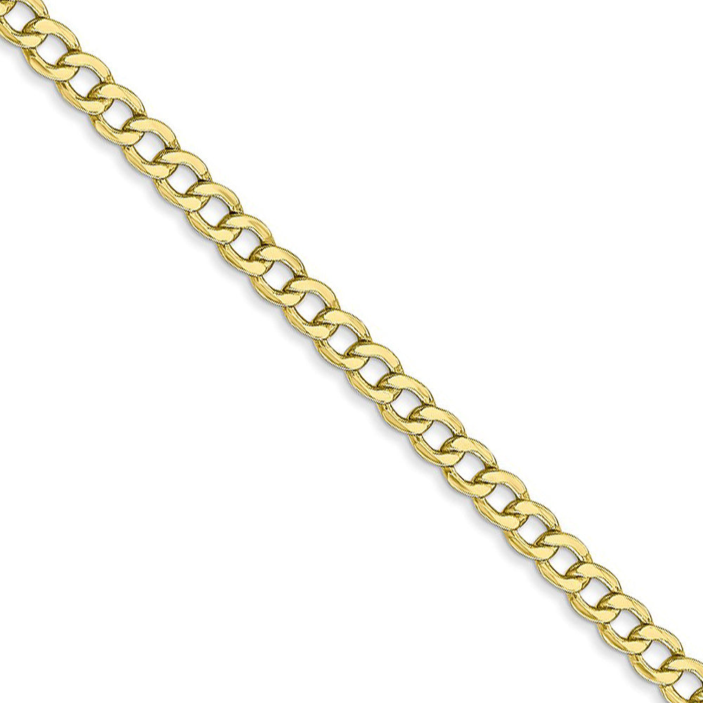 3.35mm, 10k Yellow Gold Hollow Curb Chain Necklace