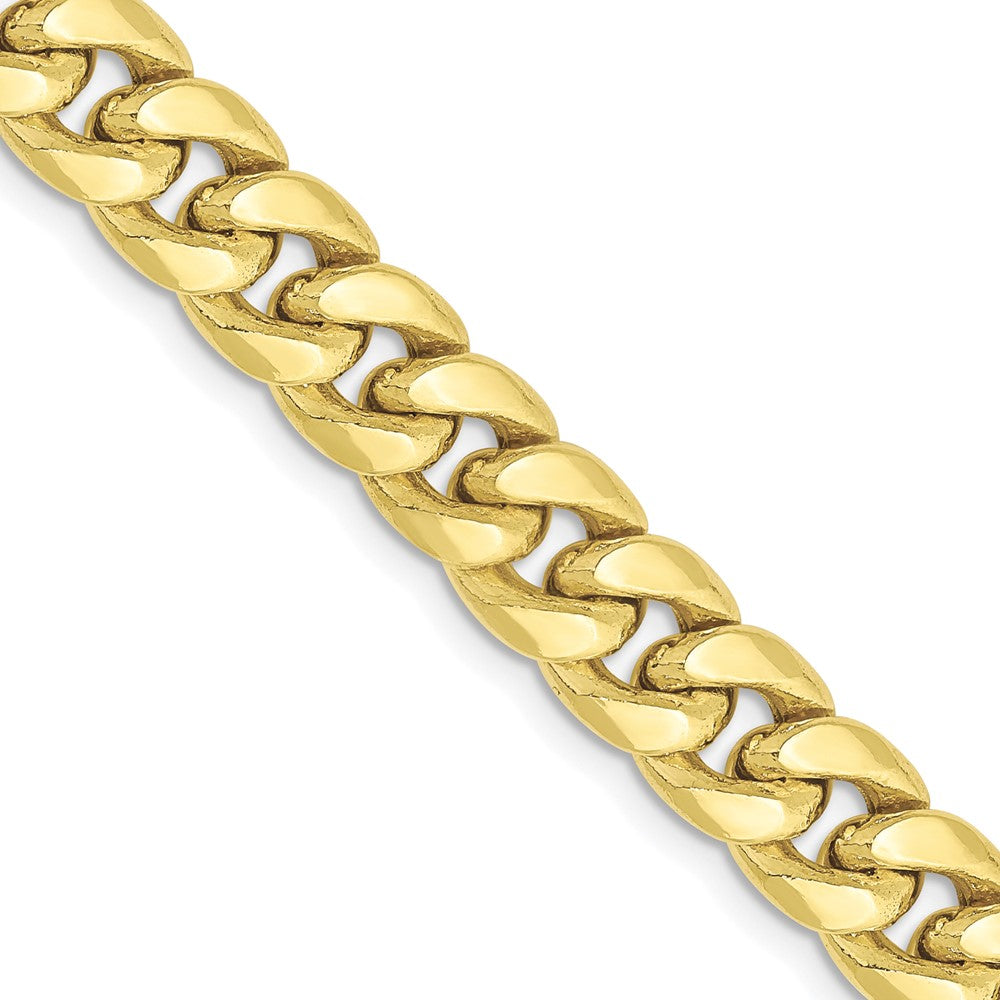 Men&#39;s, 10k Yellow Gold 7.3mm Hollow Miami Cuban (Curb) Chain Necklace, Item C10052 by The Black Bow Jewelry Co.