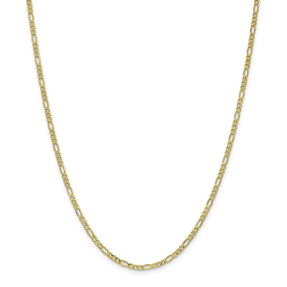 Alternate view of the 2.5mm 10k Yellow Gold Hollow Figaro Chain Necklace by The Black Bow Jewelry Co.