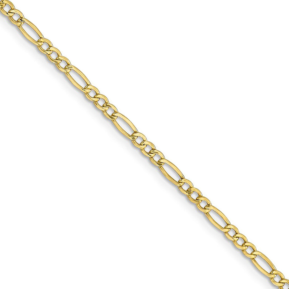 2.5mm 10k Yellow Gold Hollow Figaro Chain Necklace