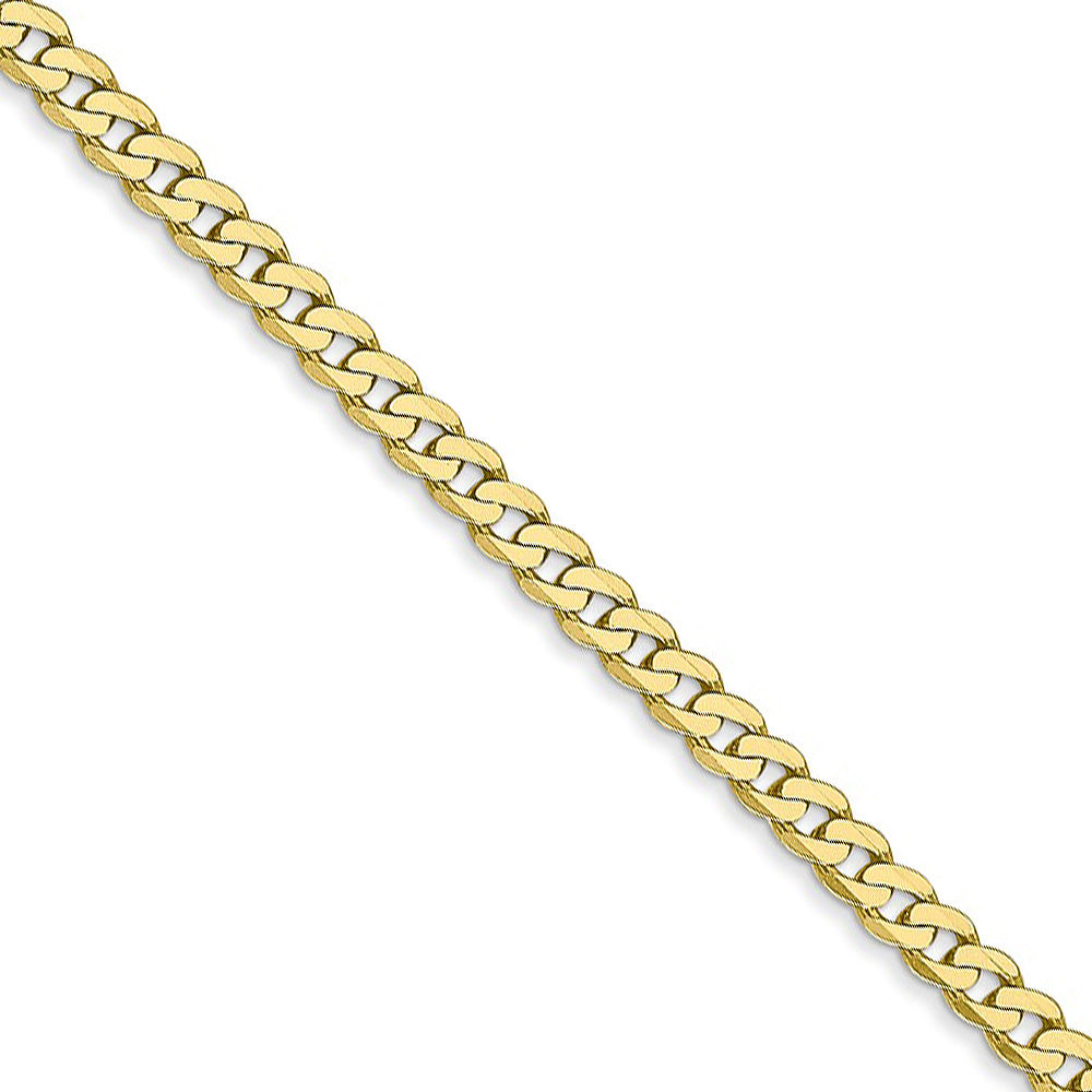 2.9mm 10k Yellow Gold Flat Beveled Curb Chain Necklace