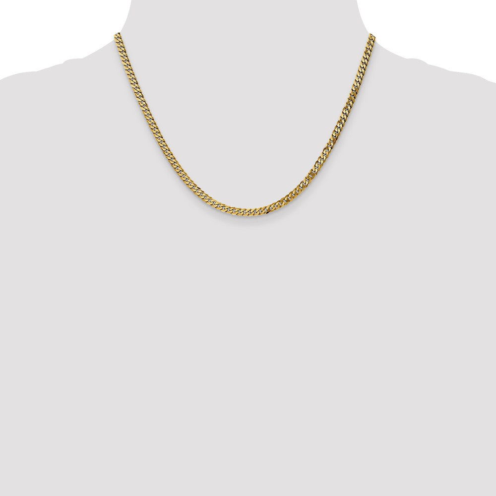 Alternate view of the 3.2mm 10k Yellow Gold Flat Beveled Curb Chain Necklace by The Black Bow Jewelry Co.