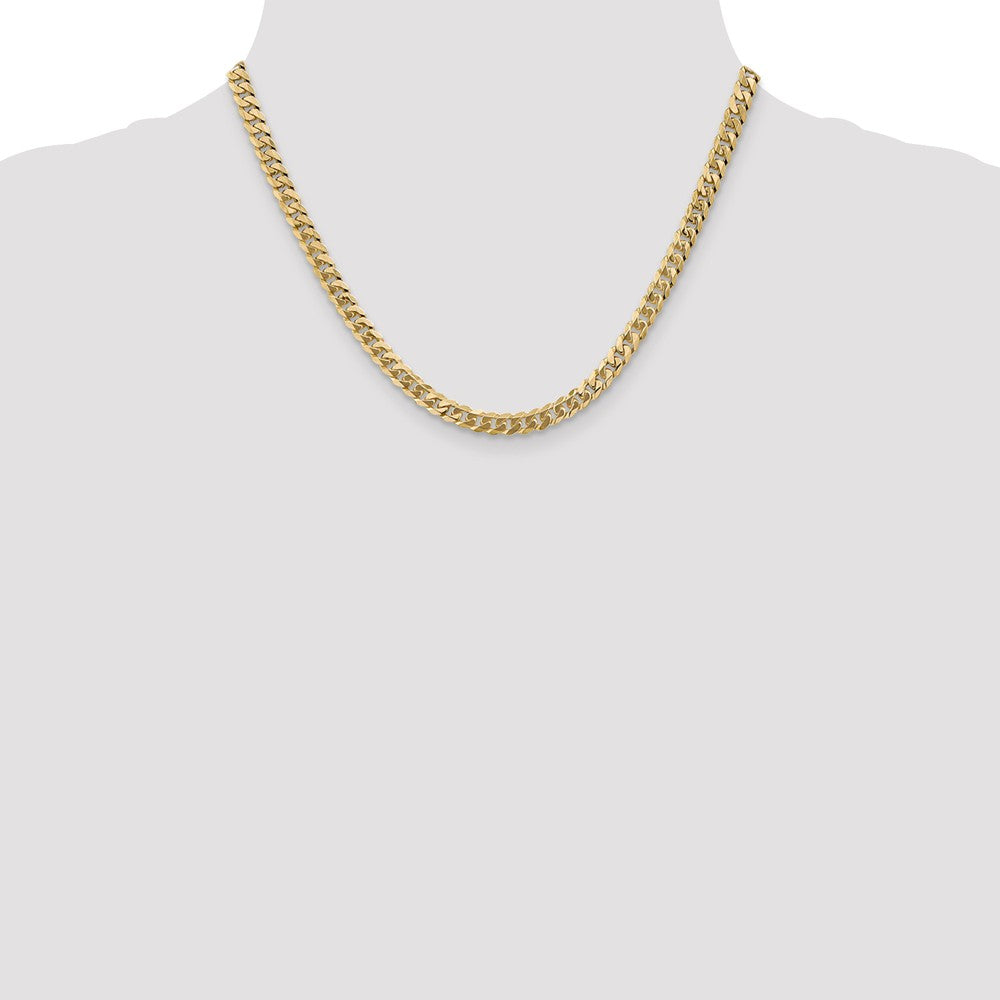 Alternate view of the 5.75mm 10k Yellow Gold Flat Beveled Curb Chain Necklace by The Black Bow Jewelry Co.