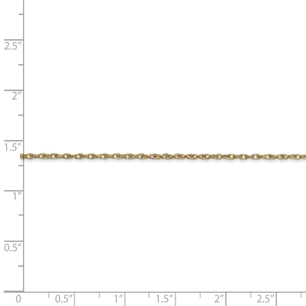 Alternate view of the 1.15mm 10K Yellow Gold Solid Cable Rope Chain Necklace by The Black Bow Jewelry Co.