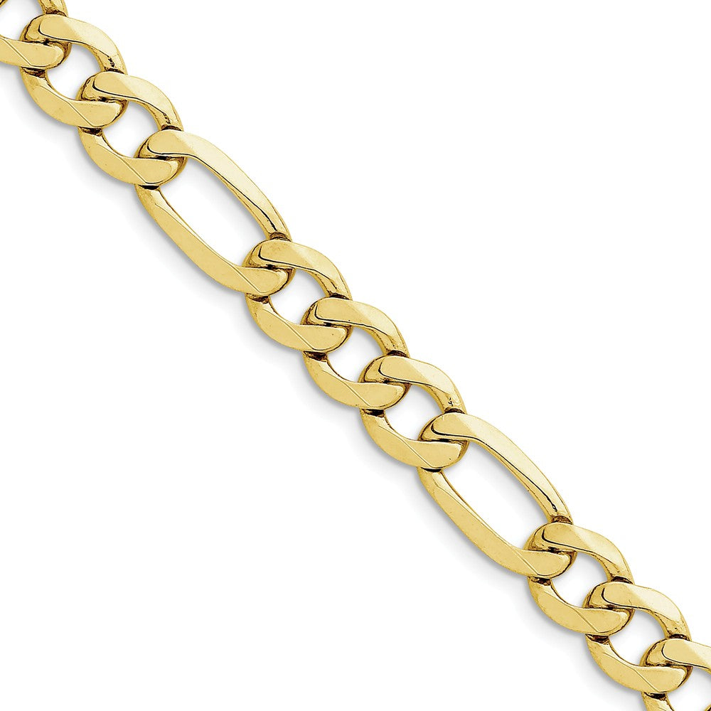 Men&#39;s 10mm 10k Yellow Gold Solid Concave Figaro Chain Necklace