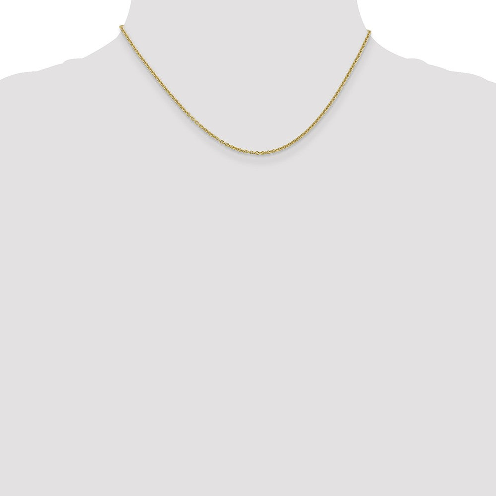 Alternate view of the 2mm 10k Yellow Gold Solid Cable Chain Necklace by The Black Bow Jewelry Co.