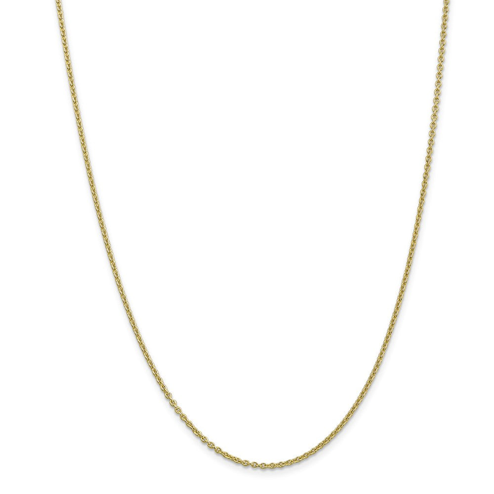 Alternate view of the 2mm 10k Yellow Gold Solid Cable Chain Necklace by The Black Bow Jewelry Co.