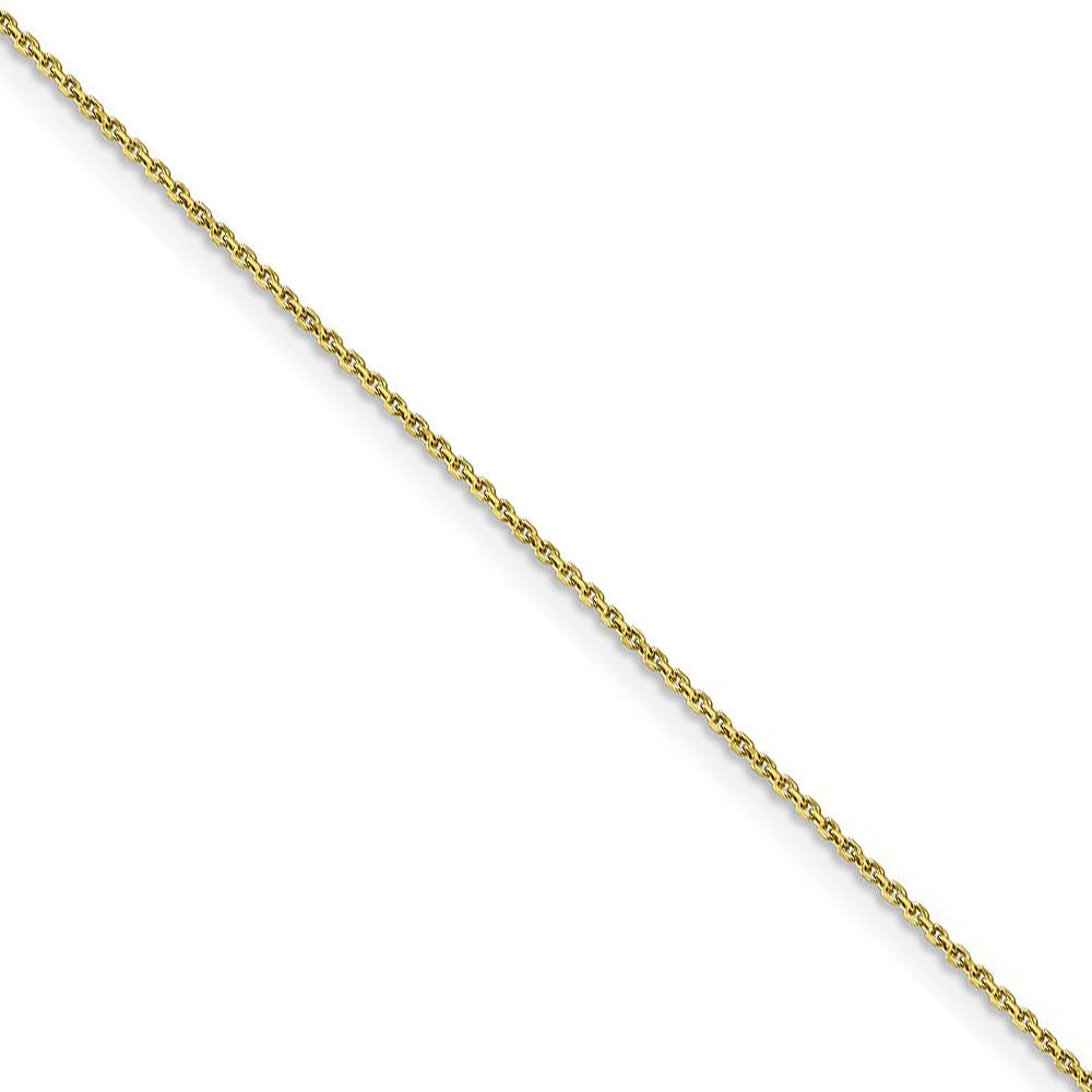 0.9mm 10k Yellow Gold Solid Diamond Cut Cable Chain Necklace