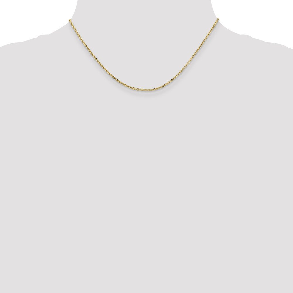 Alternate view of the 1.8mm 10k Yellow Gold Solid Diamond Cut Cable Chain Necklace by The Black Bow Jewelry Co.