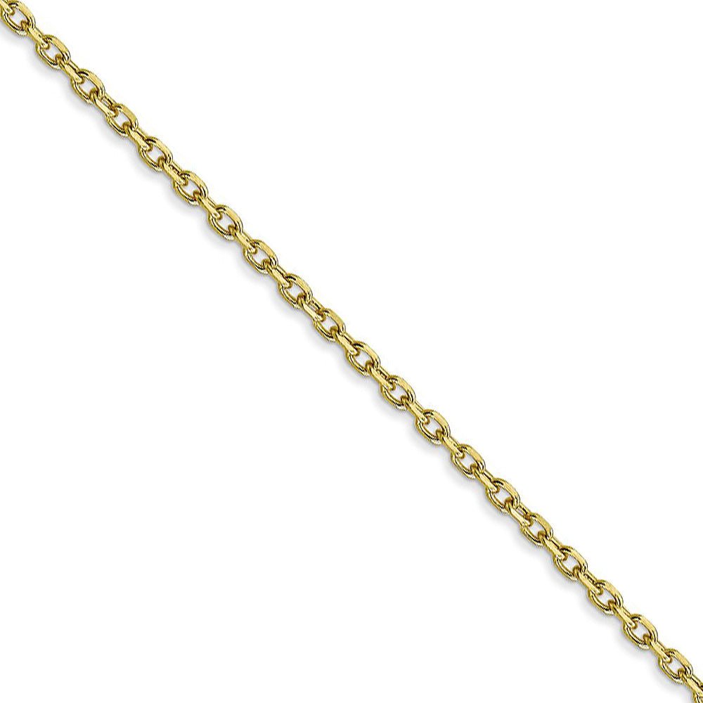 1.8mm 10k Yellow Gold Solid Diamond Cut Cable Chain Necklace