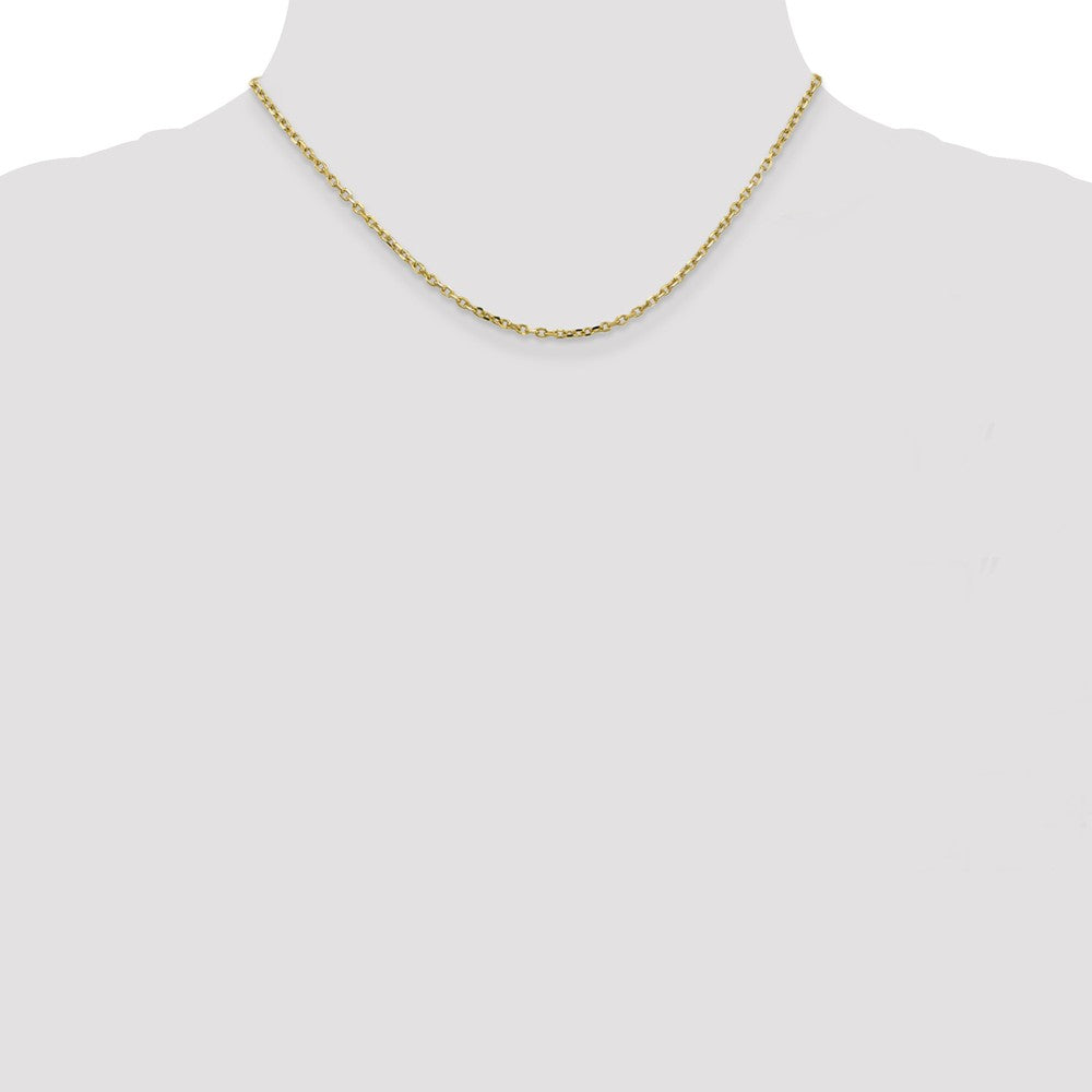 Alternate view of the 2.2mm 10k Yellow Gold Solid Diamond Cut Cable Chain Necklace by The Black Bow Jewelry Co.